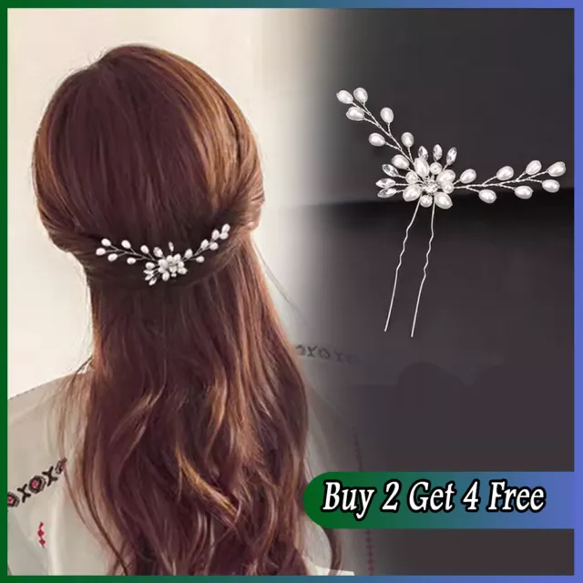 Flower Wedding Hair Pins Bridesmaid Crystal Diamante Pearls Bridal Clips Grips