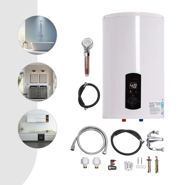 ERnonde 35L Boiler Elektrisch - Warmwasserspeicher Mit Digitalanzeige & Brause