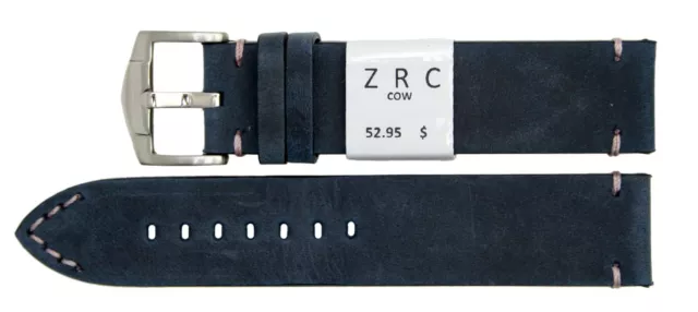 ZRC Genuine Cow Watch Band Navy Blue 20mm - Made in France