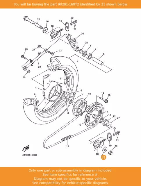 YAMAHA Washer, Plate, 90201-160T2 OEM TDM850 XT660R XJ600N XTZ660TENERE XVS1100