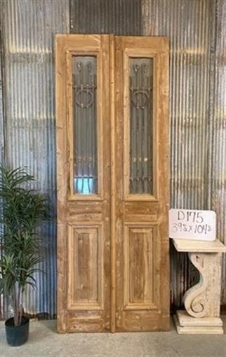 Antique French Double Doors (39.5x104.5) Wood Iron Doors, European Doors D175