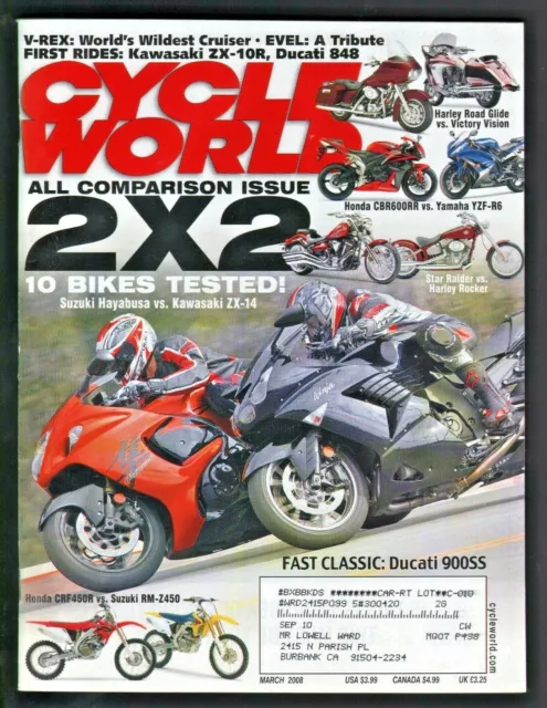 2008 March Cycle World Motorcycle Magazine - Ducati 848, Kawasaki ZX-10R