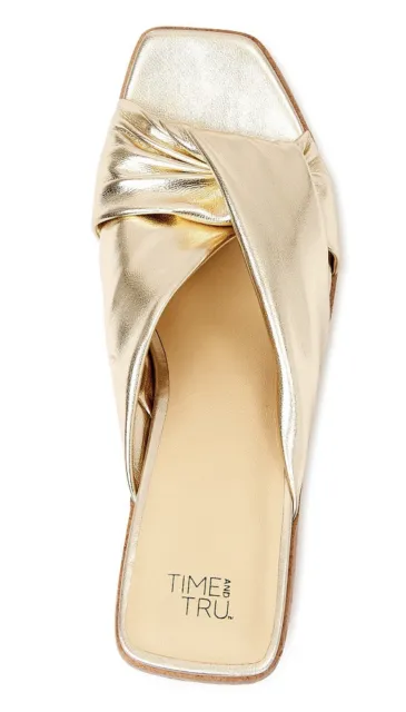 TIME AND TRU Comfort Gold Cork Wedge Platform Slip On Sandal Size 8 ...