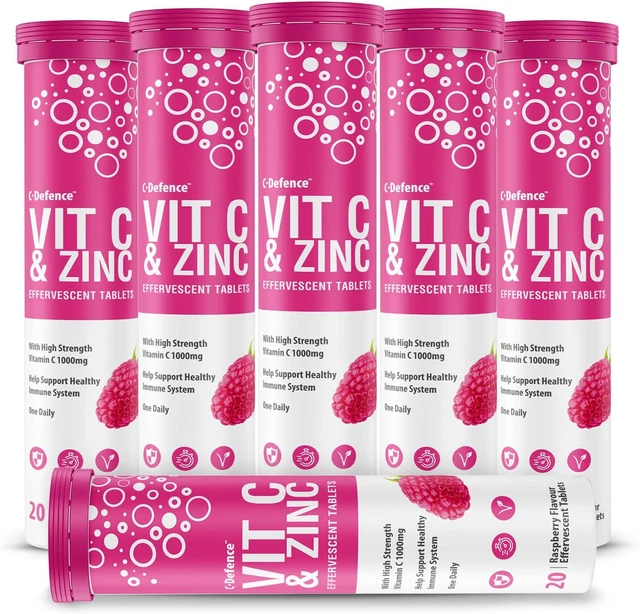 VITAMIN C 1000MG & Zinc 15Mg Raspberry Flavour Effervescent Tablets