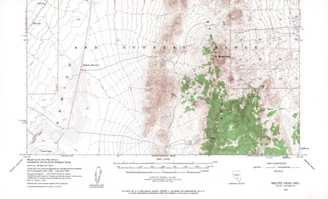 Belted Peak Quadrangle Nevada 1952 Topo Map Vintage USGS 15 Minute Topographic