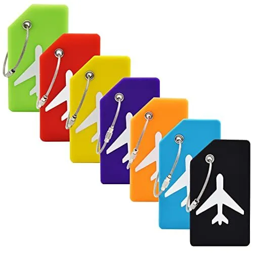 7 Pack Silicone Luggage Tag Baggage Handbag Travel Suitcase Tags with Name ID