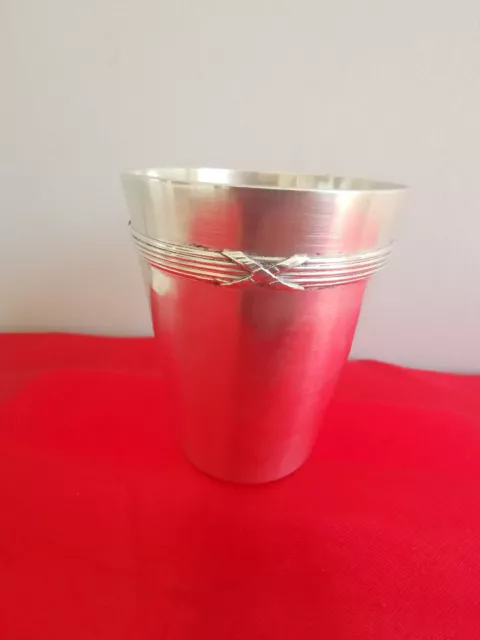 Vintage Solid Silver Shot Glass, Marked 800 And Makers Mark On Underside