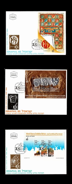Israel 1985 Israphil Souvenir Sheets #907-909 Fdc Official Exhibit Covers