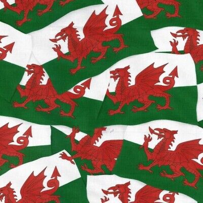 Tessuto Galles Drago Gallese Bandiera Nazionale NUTEX 100% cotone larghezza 112cm 11310-101 2