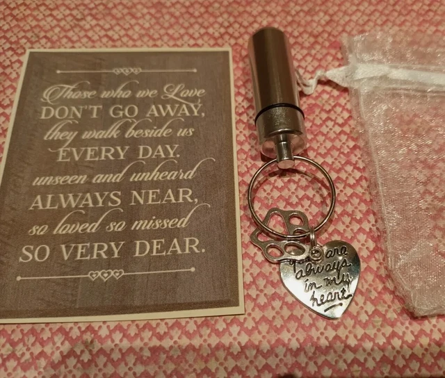 Cremation Jewellery Ashes Urn Always In My Heart Keepsake Memorial Dog Keyring