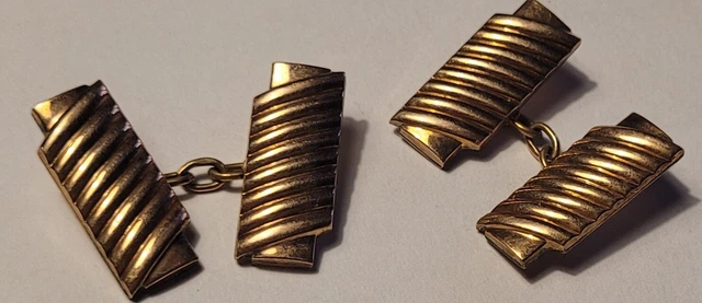Boutons De Manchettes Anciens En Plaqué Or Fixe (K13) - Sans Pierre - Occasion