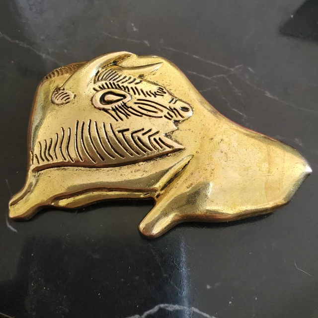 Broche Vintage Années 90 - Chien En Métal Doré Et Blanc - Bijou De Couture Rétro