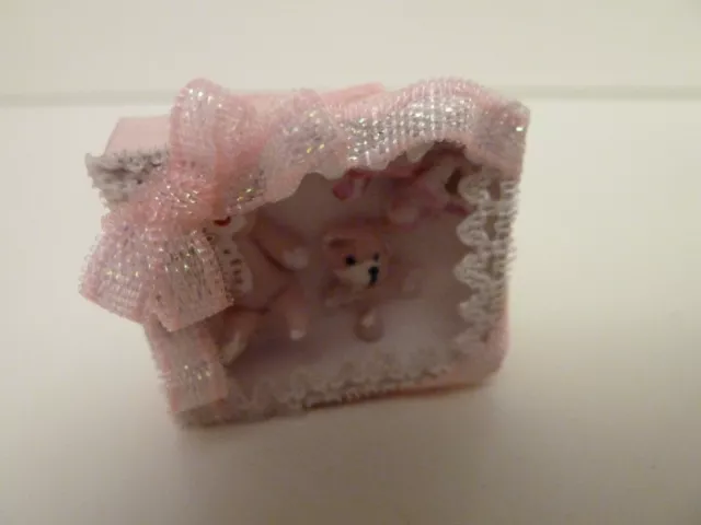 Dolls House Gift Set with Fixed Items Baby Pink Nursery Miniature 1:12th Scale 3