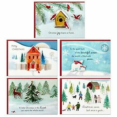 NEW Christmas Cards Paper Wonder Pop Up Hallmark 5 Cards With 5 Envelopes
