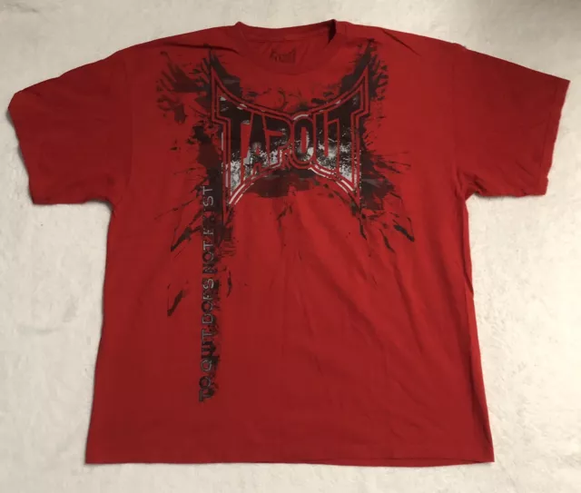 Tapout Shirt Adult 2XL XXL Red Black Logo Spell Out Mixed Martial Art MMA Mens