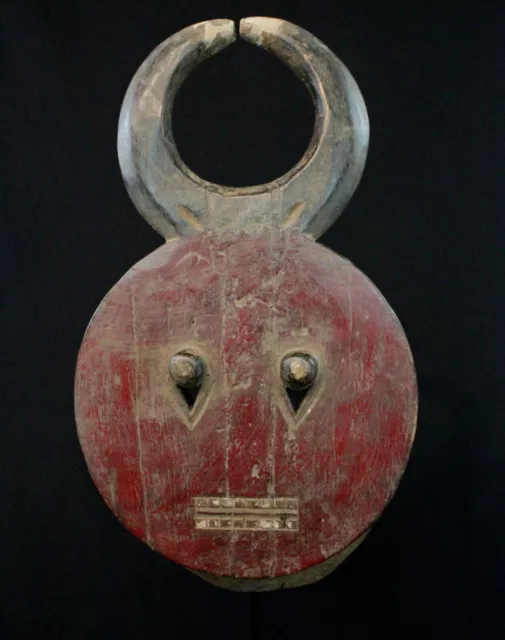 Art African tribal Mask Dance Wooden Baoulé Billiards Ball Goli Female - 41 CMS 2