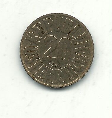 A High Grade Au 1954 Austria 20 Groschen Coin-Dec571