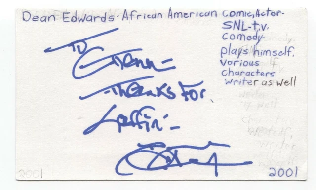 Dean Edwards Signed 3x5 Index Card Autographed Signature Actor Comedian