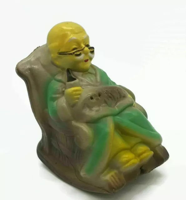 Vintage Plastic Made In Hong Kong Bank Grandpa Retirement Fund Rocking Chair toy