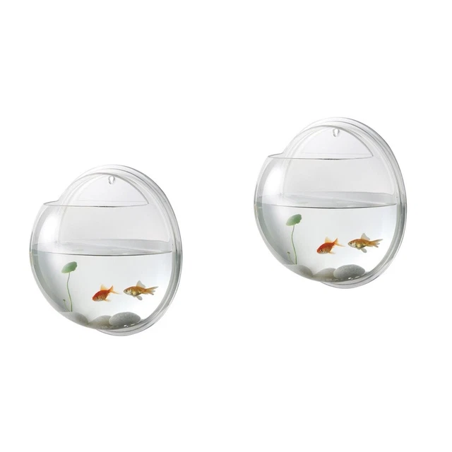 2 Pack Decorative Glass Vase Hanging Planter Wall Fish Bowl