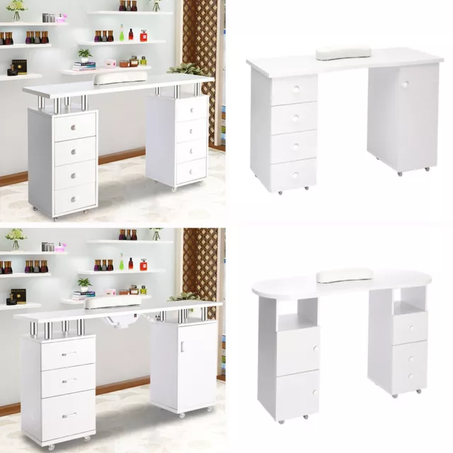 White Manicure Nail Bar Art Salon Storage Station Table Desk Beauty with Drawers