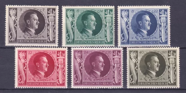 1943 Germany Third Reich , Hitlers 54th Birthday , Set of 6 . MNH