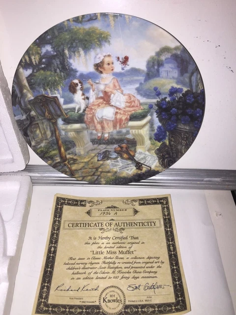 Little Miss Muffet Classic Mother Goose Collector Plate With Certificate