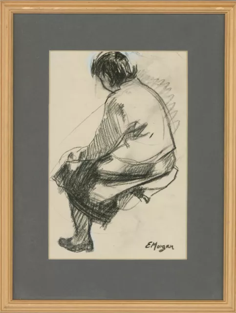 Edward Morgan (1933-2009) - 20th Century Charcoal Drawing, Seated Portrait Study
