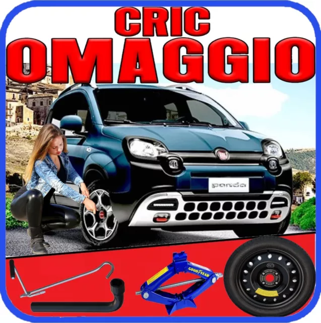 Ruotino Di Scorta 4Fori Misura 15 per Fiat Panda Con Kit Cric Crick + Chiave ps