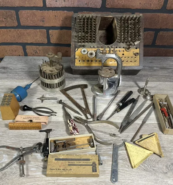 Vintage Watchmakers Tool Lot Mb K & D Staking Sets Plus Many Other Tools