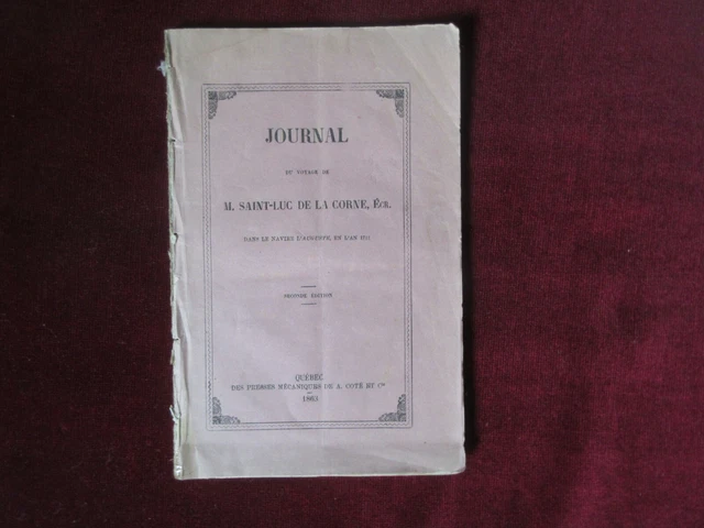 Journal du voyage Saint-Luc de la Corne Naufrage navire l’Auguste 1761 shipwreck
