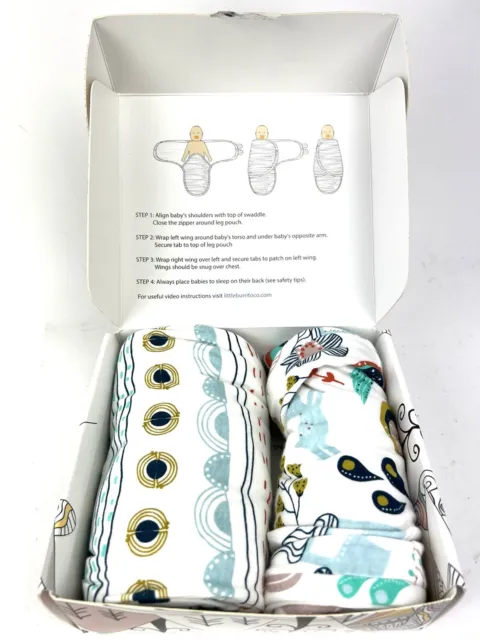 2x Baby Swaddle  by Little Burrito 100% Organic Cotton Size Large 3-6 Months