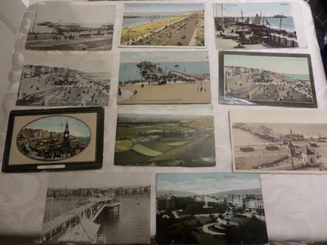 11 x OLD POSTCARDS of BRIGHTON, SUSSEX early 20th century