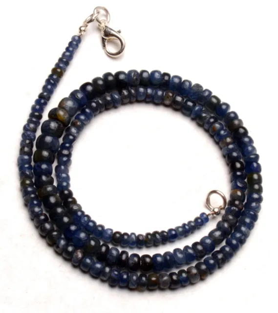 Collier de pierres précieuses naturelles en saphir bleu, collier de perles...