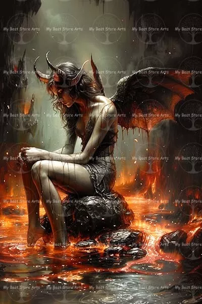 SUCCUBUS LILITH EVIL ART PRINT, Underworld Goddess Decor Demon Queen Poster D486