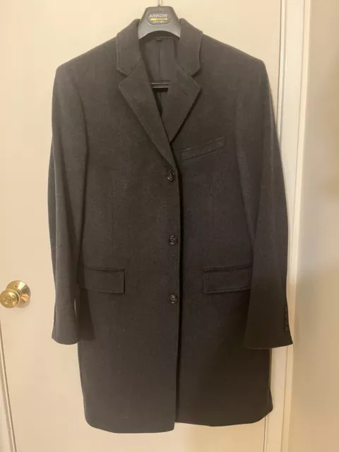 J.Crew Mens Ludlow Topcoat in Italian Wool Cashmere 42S Charcoal