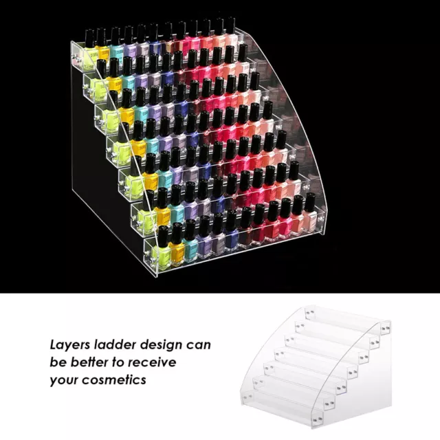 7 Tier Clear Acrylic Nail Polish Cosmetic Varnish Display Stand Rack Organizer