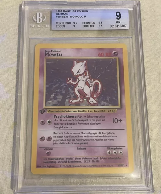 Mewtu Holo Basis Set 1.Edition BGS 9 Mint Base Set Fossil Pokemon Like PSA