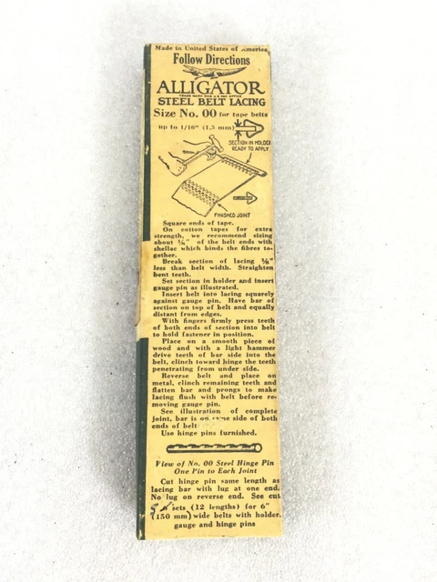 Alligator Steel Belt Lacing Kit Size 00 for 6" Belts - Box of 5 Complete Sets