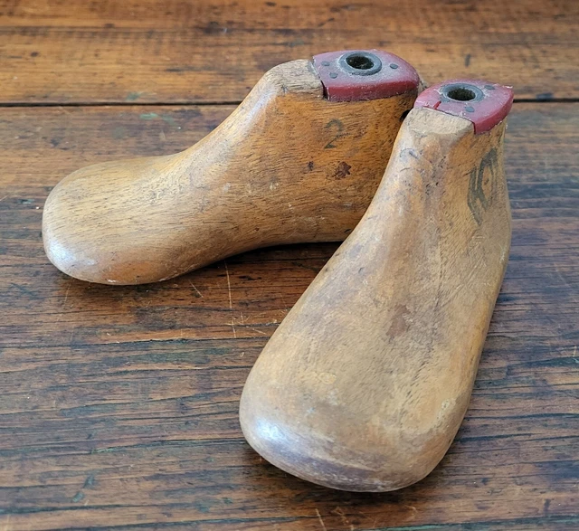 Antique Primitive Wooden Shoe Forms Cobbler Molds Baby Toddler Childs Tiny 5"