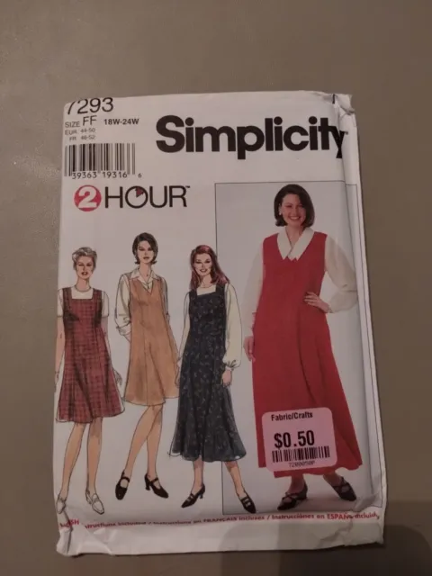 Simplicity Sewing Pattern 7293  Size 18W-20W-22W-24W  🧵UC FF   🪡Jumper