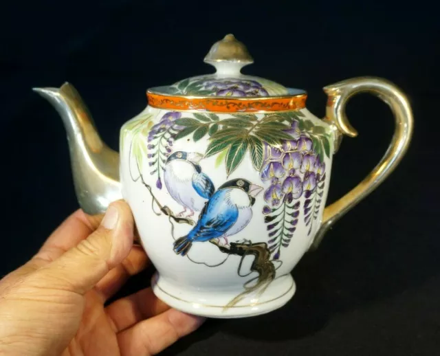Beautiful Satsuma Vintage Japanese Hand Painted Eggshell Porcelain Teapot