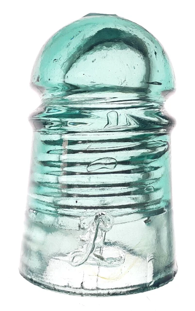 CD 102 Blue STERLING £/£ Antique Glass Telegraph Insulator OPEN DOME BUBBLE G9
