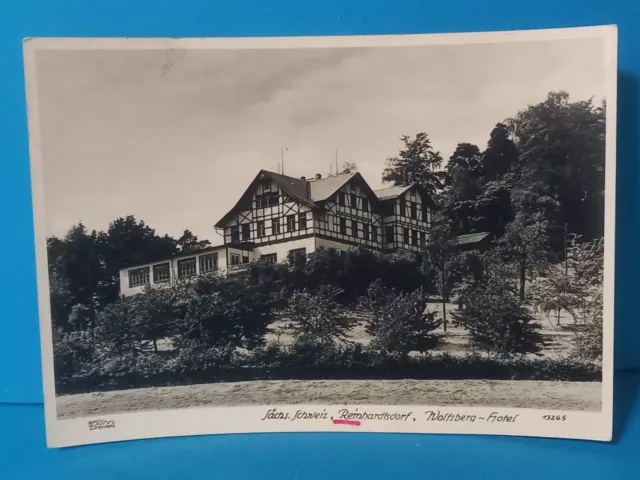 Alte AK Postkarte SW DDR Reinhardtsdorf Wolfsberg Hotel Sächsische Schweiz