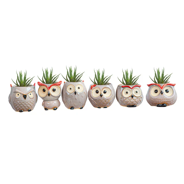 Niedlicher Eulen Blumentopf 3D Vase Pflanzer Porzellan Blumentöpfe Home