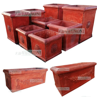 Vaso di fiori ovale in cemento con strisce 120x40 altezza 40
