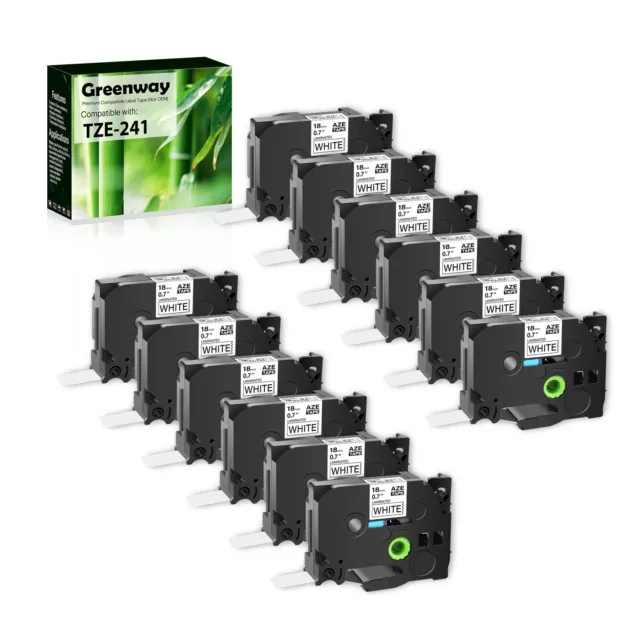 12 Compatible Brother TZe 241 TZ241 18mm Label Tape for PT-D600 D400AD QL-820NWB