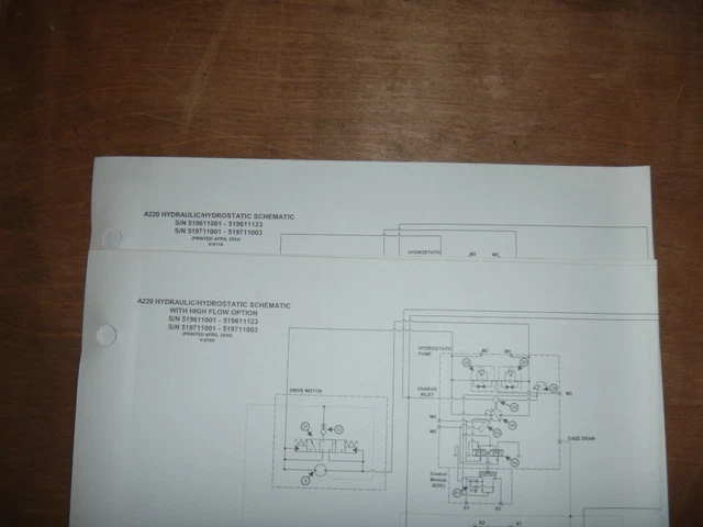 BOBCAT A220 SKID Steer Hydraulic Hydrostatic Schematic Diagram Manual ...