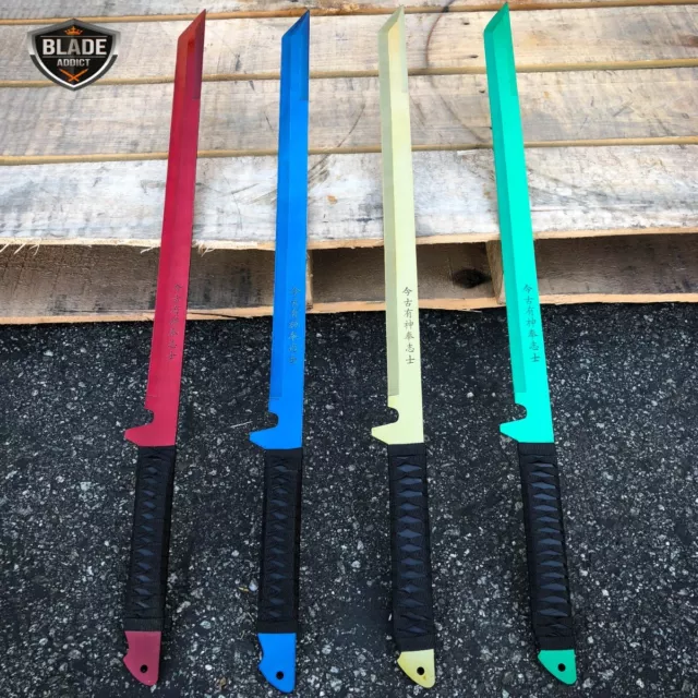  Ninja Sword Machete Throwing Knife Tactical Katana Tanto  Blade, 27-Inch … (All Black Single Blade) : Sports & Outdoors