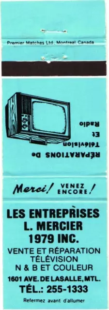 Montreal Canada Les Enterprises L. Mercier 1979 Inc., Vintage Matchbook Cover